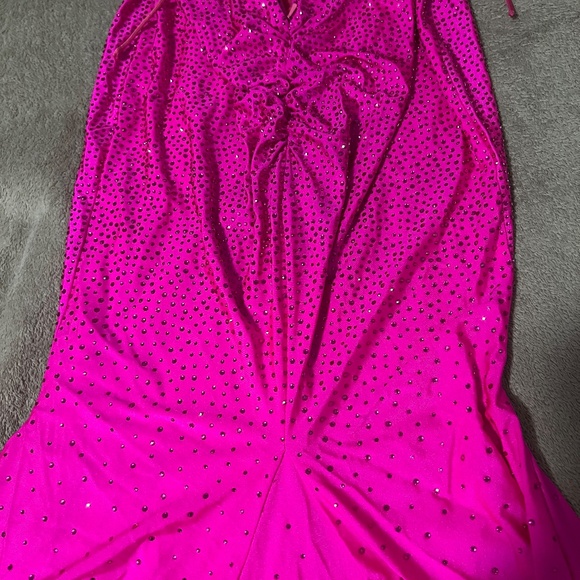 Hot pink bedazzled strappy back corset with butt scrunch- prom or pageant dress - Picture 7 of 7